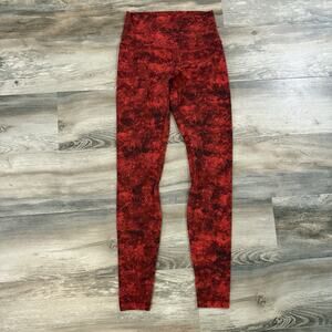 Lululemon High Rise Leggings Women’s Size 6 Red Black Abstract Print 29” Inseam